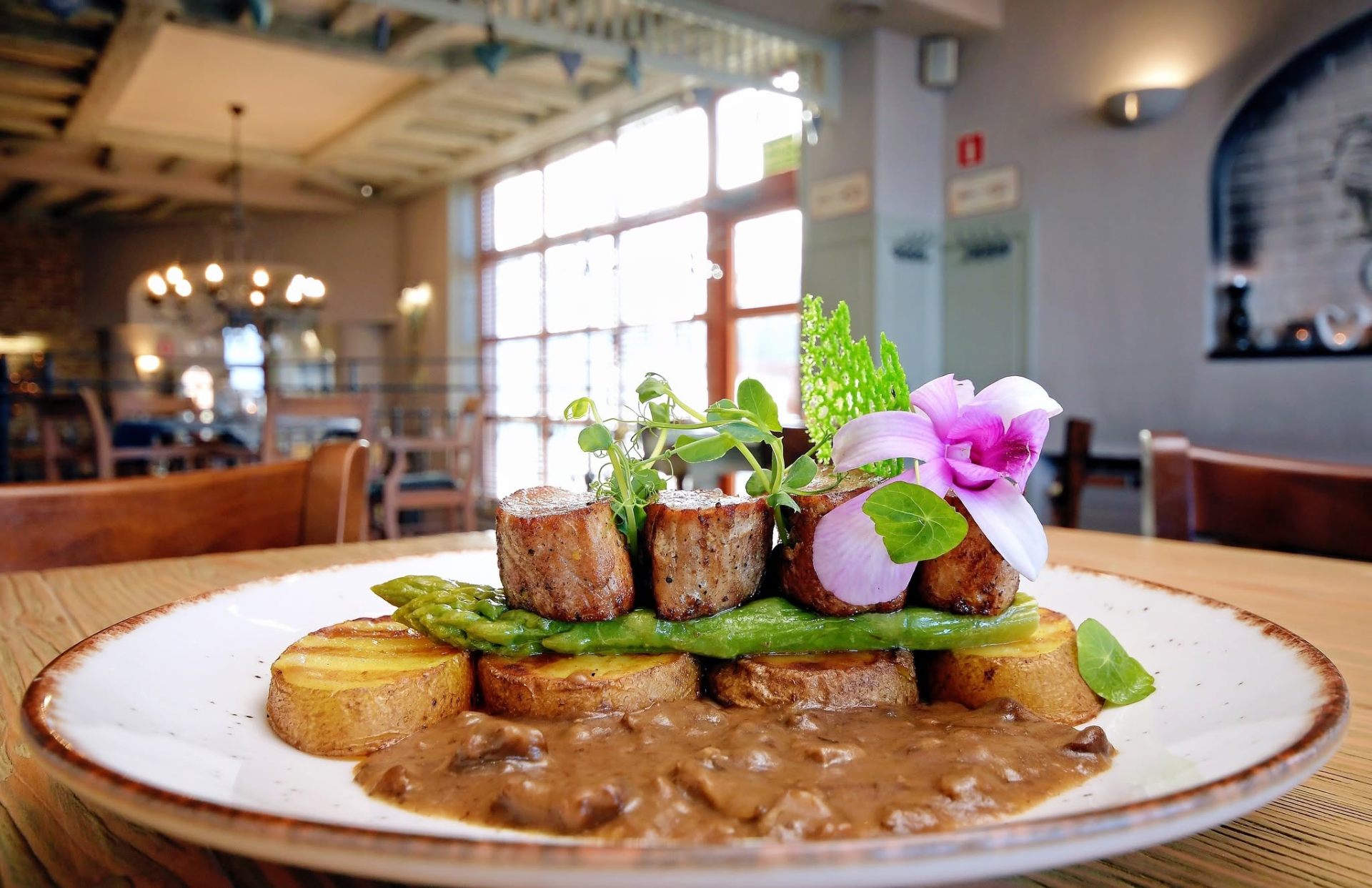 Pork tenderloin in demi-glace sauce